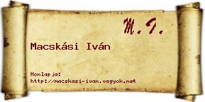 Macskási Iván névjegykártya