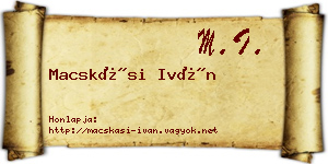 Macskási Iván névjegykártya