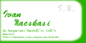 ivan macskasi business card